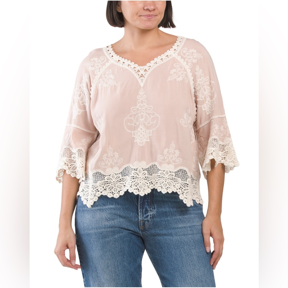 DEMOCRACY Boho style
Split Neck Two Tone Cropped Crochet Top - Picture 3 of 3
